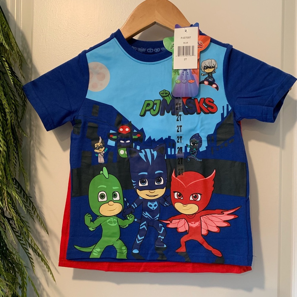 💥NWT💥 Pj masks 🎭 2t shirt with removable cape✨